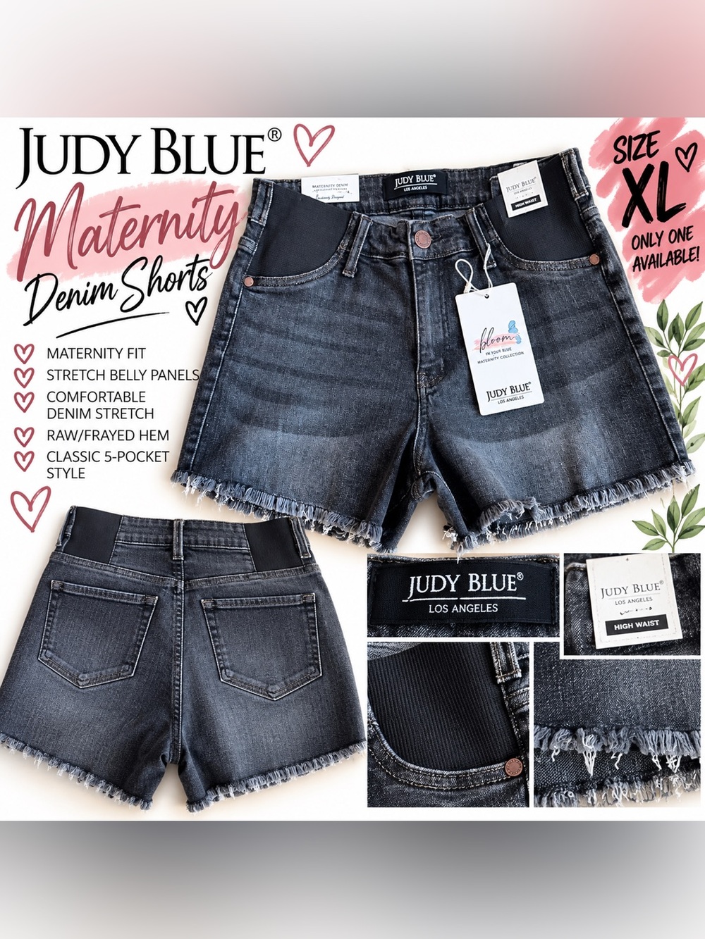 Judy Blue Dark Gray Maternity Denim Shorts